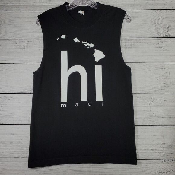 Hawaii Shirt Mens Small Black Sleeveless Tank Maui Surf Island - Picture 7 of 8